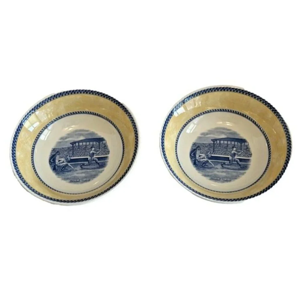 Yr 2000 Vtg CHURCHILL American Heritage Millennium BASEBALL STADIUM Cereal Bowls